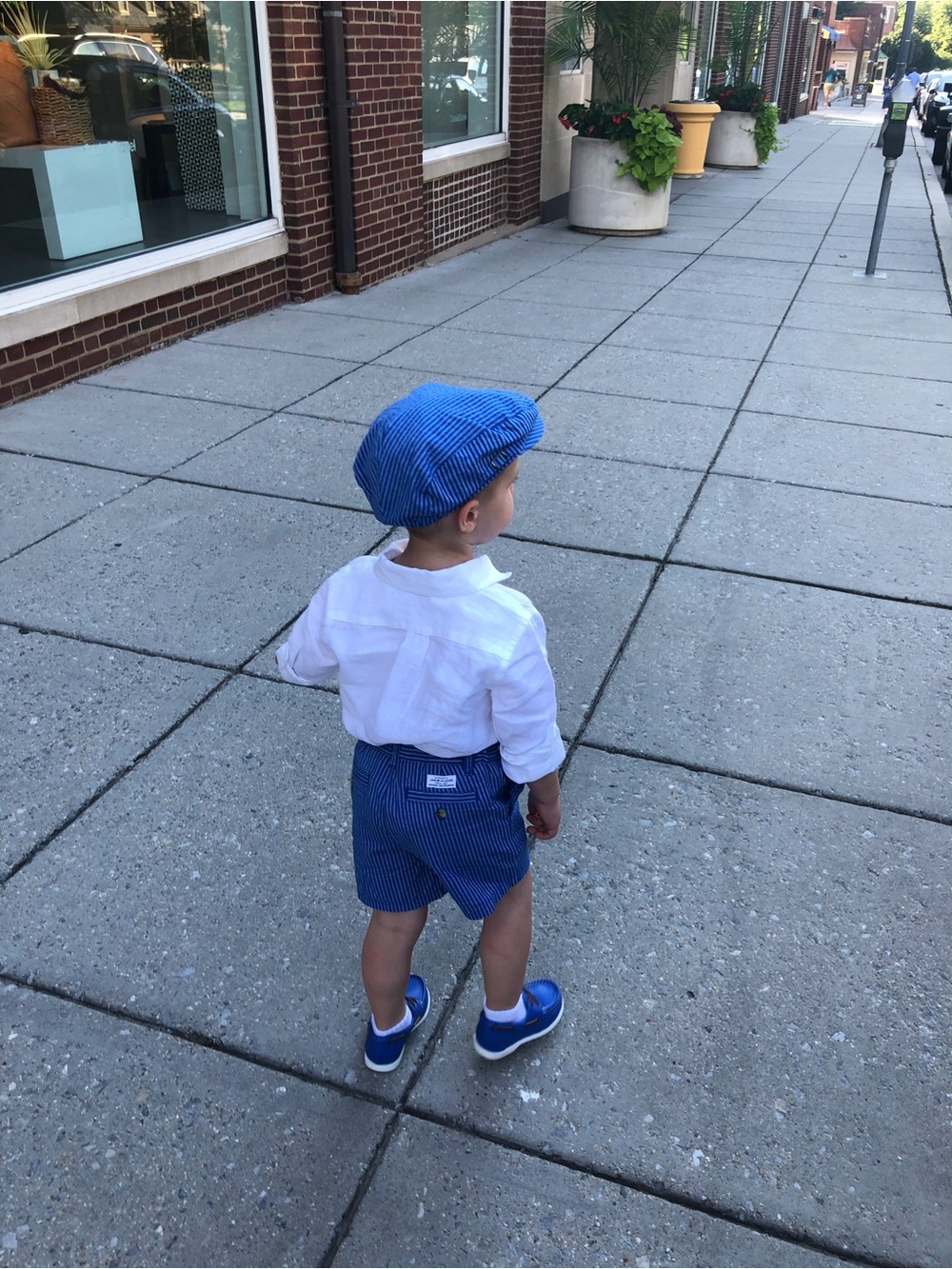Janie and Jack Toddlers' Blue Pinstripe Fedora